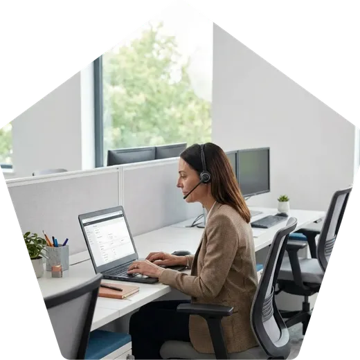 Support specialist helping a customer over video call